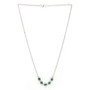 Rhodium Plated with Green American Diamond & Classy Tear Drop Shape Pendant Set