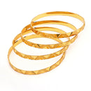 Gold Plated Traditional Contemporary Engraved Design Bangle Set Of 4