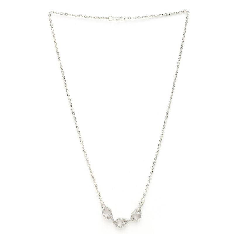 Rhodium Plated with Beautiful Tear Drop Shape Pendant