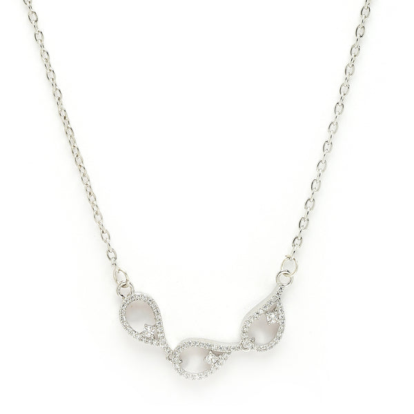 Rhodium Plated with Beautiful Tear Drop Shape Pendant