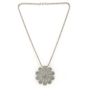 Oxidized Silver Toned Floral Shaped  Boho Style Pendant Necklace