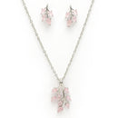 Rhodium Plated with Leaf Shaped Design & Pink American Diamonds Studded Pendant Set