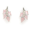 Rhodium Plated with Leaf Shaped Design & Pink American Diamonds Studded Pendant Set