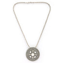 Oxidized Silver Toned Yellow Circular Shaped Pearl Studded Boho Style Pendant Necklace