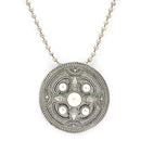 Oxidized Silver Toned Yellow Circular Shaped Pearl Studded Boho Style Pendant Necklace