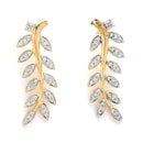 Gold Plated Leaf Shaped American Diamond Studded Ear cuff Earrings
