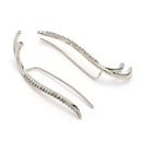Rhodium Plated Silver Toned American Diamond Studded Ear Climber Earrings