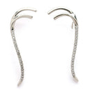 Rhodium Plated Silver Toned American Diamond Studded Ear Climber Earrings