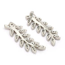 Rhodium Plated Silver Toned Leaf Shaped American Diamond Studded Ear Climber Earrings