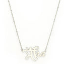 Rhodium Plated with Thin Chain "Maa" Word Design Stainless Steel Pendant Set
