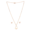 Rose Gold Plated with Stylish Heart Shaped Stainless Steel Pendant Set