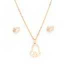 Rose Gold Plated with Stylish Heart Shaped Stainless Steel Pendant Set