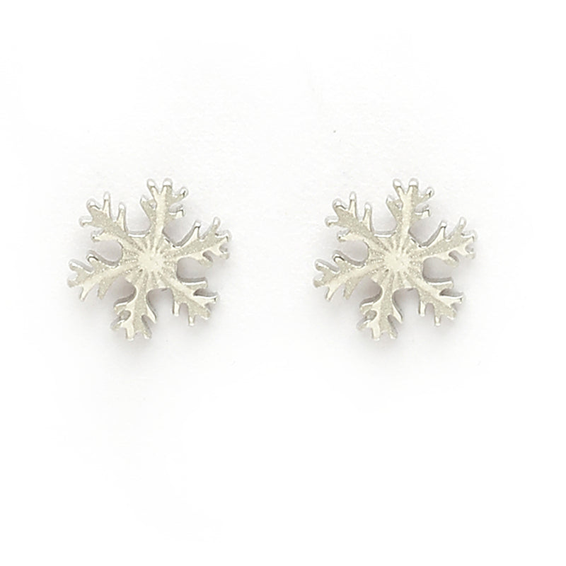 Rhodium Plated with Cute Snowflake Shaped Stainless Steel Pendent Set