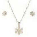 Rhodium Plated with Cute Snowflake Shaped Stainless Steel Pendent Set