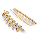 Gold Plated Leaf Shaped American Diamond Studded Ear Climber