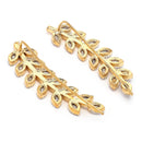 Gold Plated Leaf Shaped American Diamond Studded Ear Climber