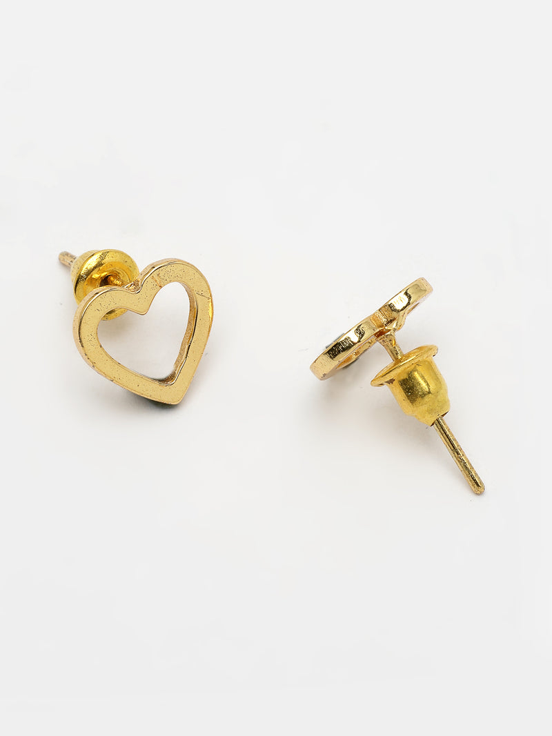 Gold Plated with Thin Chain & Dual Heart Design Stainless Steel Pendent Set