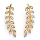 Gold Plated Leaf Shaped American Diamond Studded Ear Climber