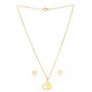 Gold Plated with Thin Chain & Dual Heart Design Stainless Steel Pendent Set