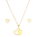 Gold Plated with Thin Chain & Dual Heart Design Stainless Steel Pendent Set