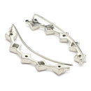 Rhodium Plated Silver Toned Square Shaped American Diamond Studded Ear Climber Earrings