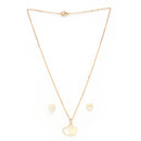 Rose Gold Plated with Dual Heart Shaped Design Stainless Steel Pendent Set