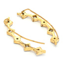 Gold Plated Square Shaped American Diamond Studded Ear Climber Earrings