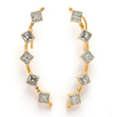 Gold Plated Square Shaped American Diamond Studded Ear Climber Earrings