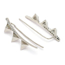 Rhodium Plated Silver Toned Triangular Shaped American Diamond Studded Ear Climber