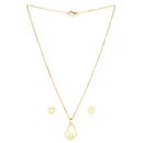 Gold Plated with Stylish Heart Shaped Stainless Steel Pendant Set