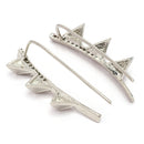 Rhodium Plated Silver Toned Triangular Shaped American Diamond Studded Ear Climber