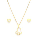 Gold Plated with Stylish Heart Shaped Stainless Steel Pendant Set