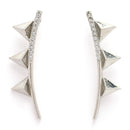 Rhodium Plated Silver Toned Triangular Shaped American Diamond Studded Ear Climber