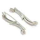 Rhodium Plated Silver Toned White American Diamond Studded Ear Climber Earrings