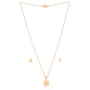 Rose Gold Plated with Clover Leaf Shaped Design Stainless Steel Pendent Set