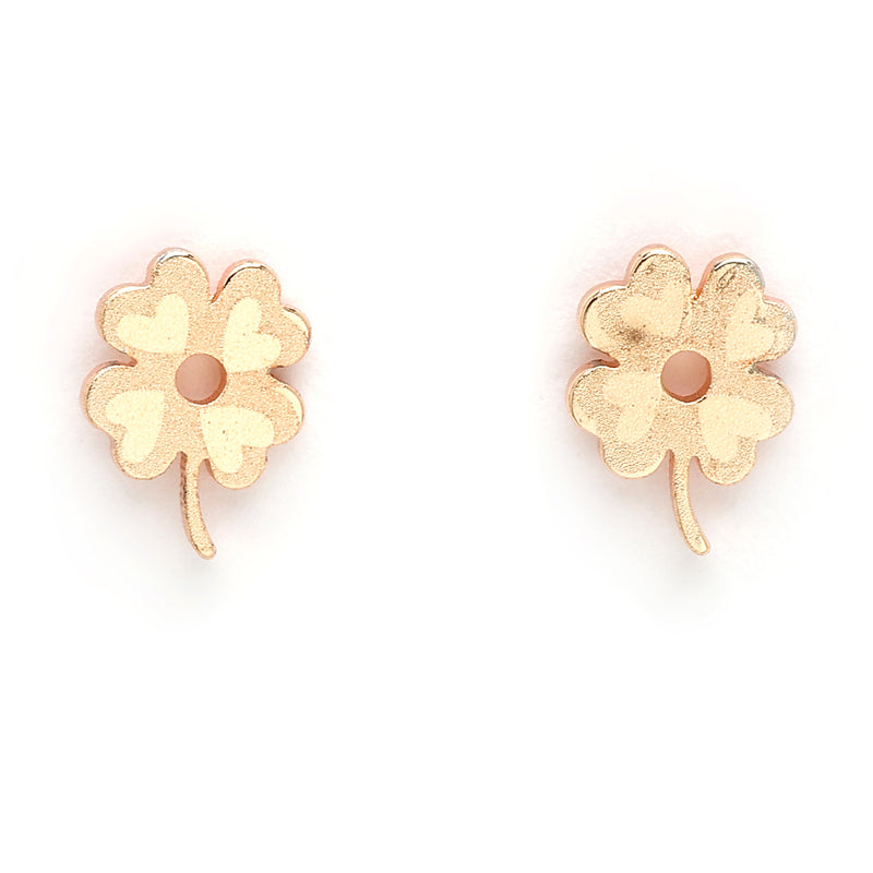 Rose Gold Plated with Clover Leaf Shaped Design Stainless Steel Pendent Set