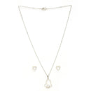 Rhodium Plated with Stylish Heart Shaped Stainless Steel Pendant Set