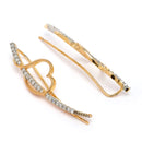 Gold Plated Heart Shaped American Diamond Studded Ear Climber Earrings