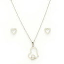 Rhodium Plated with Stylish Heart Shaped Stainless Steel Pendant Set