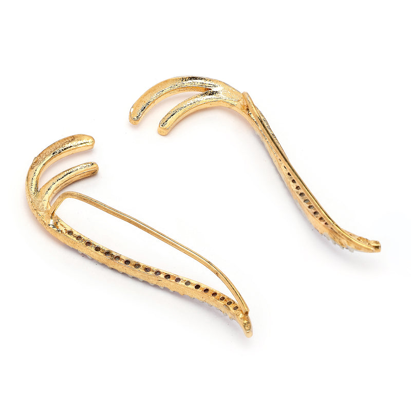 Gold Plated American Diamond Studded Ear Climber Earrings