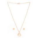 Rose Gold Plated with Circular & Floral design Stainless Steel Pendent Set
