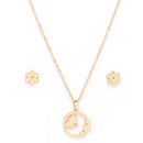 Rose Gold Plated with Circular & Floral design Stainless Steel Pendent Set