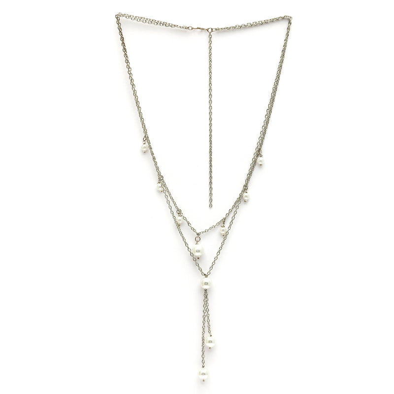 Oxidized Pearl 2 Layered Necklace Set