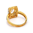Gold Plated Square Shaped White American Diamond Studded Adjustable Ring
