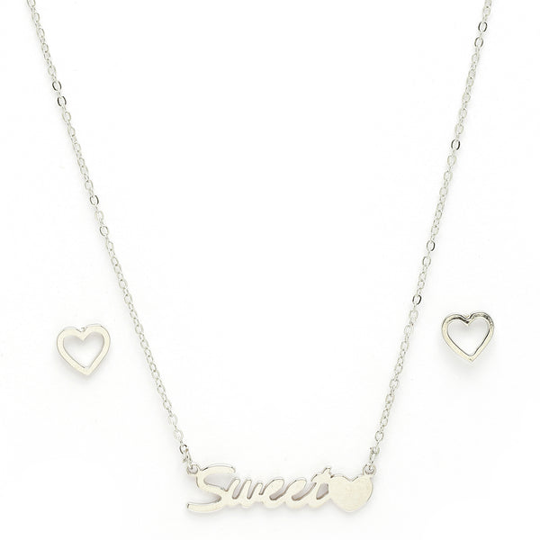 Rhodium Plated with Unique Design Stainless Steel Pendant Set