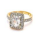 Gold Plated Square Shaped White American Diamond Studded Adjustable Ring