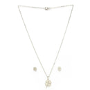 Rhodium Plated with Clover Leaf Shaped Design Stainless Steel Pendent Set