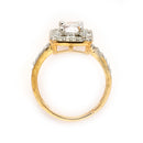 Gold Plated Square Shaped White American Diamond Studded Adjustable Ring