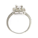 Rhodium Plated Silver Toned Square Shaped White American Diamond Studded Adjustable Ring