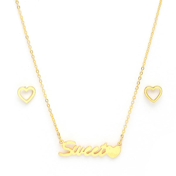 Gold Plated with Unique Design Stainless Steel Pendant Set